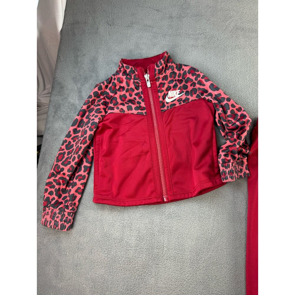 Nike jacket and‎ pants track outfit size 24 burgundy/red and black leopard print